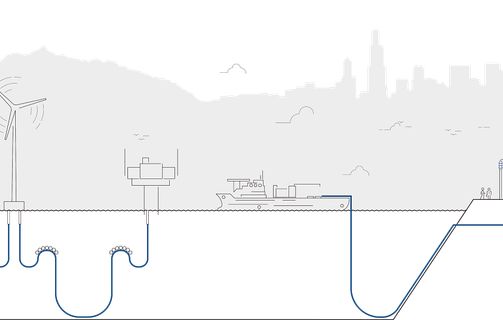 Image of 2D Illustration Floating Offshore Wind