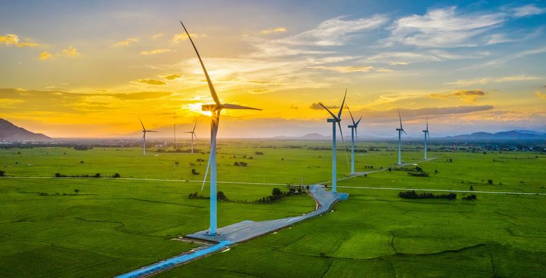Landscape with wind mill park
