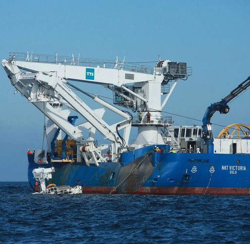 NKT Victoria at sea during overboarding