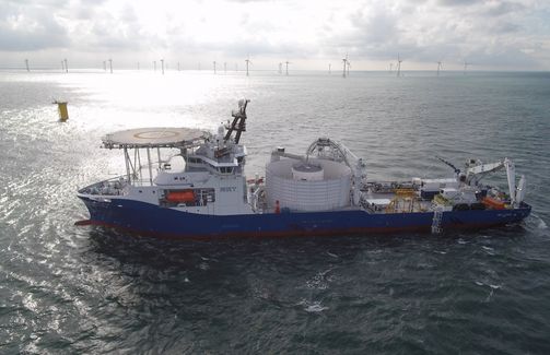 Offshore installation of the HVAC cable connecting the Kriegers Flak windfarm to the Danish grid