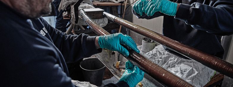 Cable workers repairing high-voltage cable